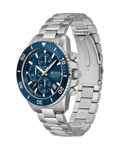 Hugo Boss Admiral Blue Dial Silver Steel Strap