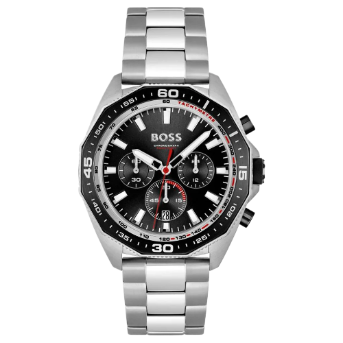 Hugo Boss Energy Chronograph Black Dial Silver Steel Strap