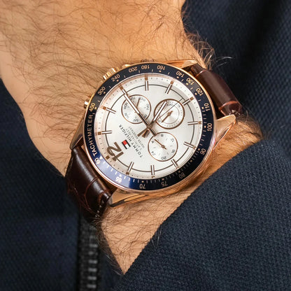 Tommy Hilfiger Luke Quartz White Dial Brown