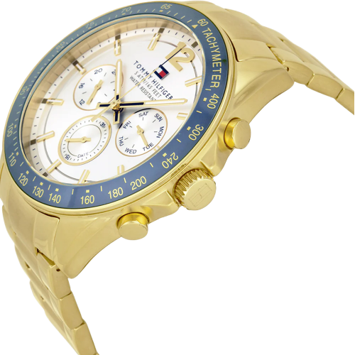 Tommy Hilfiger Luke Chronograph White Dial Gold Steel Strap