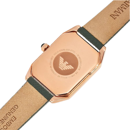 Emporio Armani Gioia Analog Black Mother of Pearl Dial Green Leather Strap