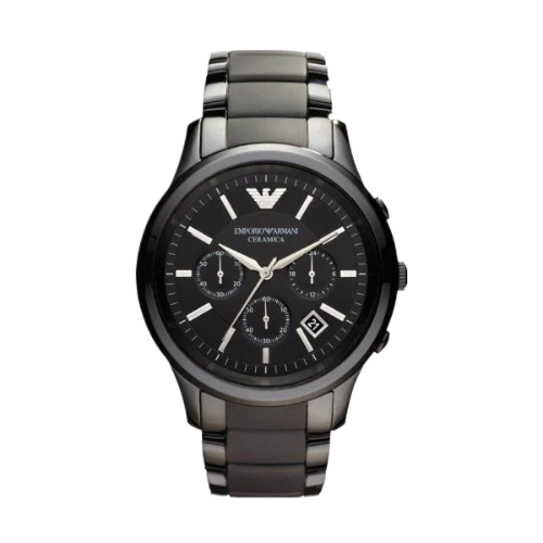 Emporio Armani Ceramica Chronograph Black Dial Black Strap