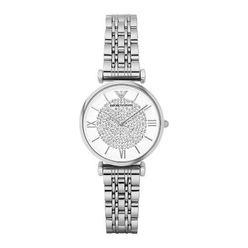 Emporio Armani Gianni T Bar White Crystal Pave Dial