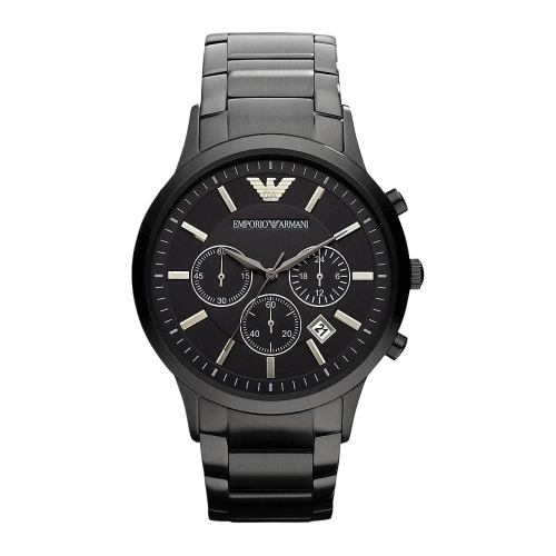 Emporio Armani Classic Chronograph Black Dial Black Stainless Steel Strap