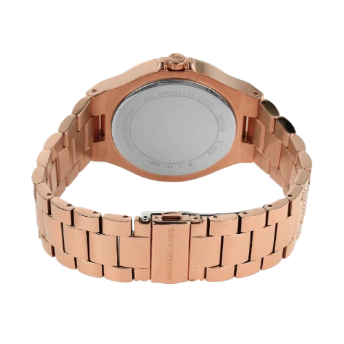 Michael Kors Lennox Three Hand Crystals Rose Gold Dial Rose Gold Steel Strap