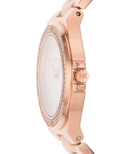 Michael Kors Lennox Three Hand Silver Dial Rose Gold